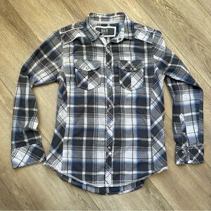 BKE Buckle Men’s Gray and Blue Plaid Shirt
